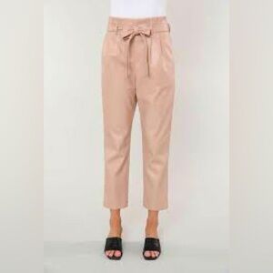 Faux leather blush pink metallic paper bag pants size XS NWT
